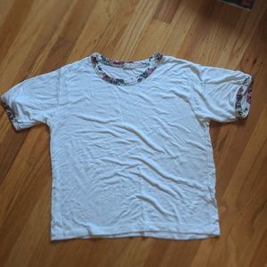 Brandy Melville ringer tee with floral trim